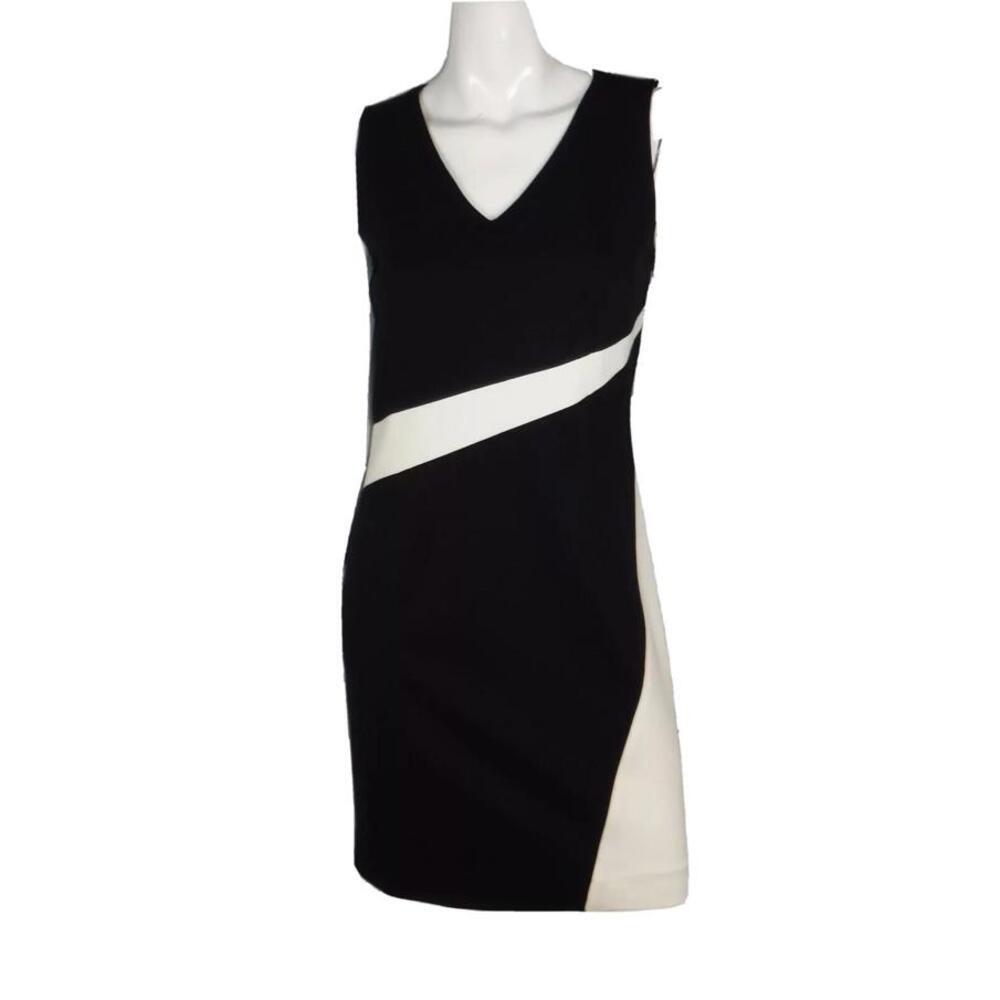 White house black market SLEEVELESS COLORBLOCK  BLACK/ECRU DRESS Size 2 - Picture 2 of 5